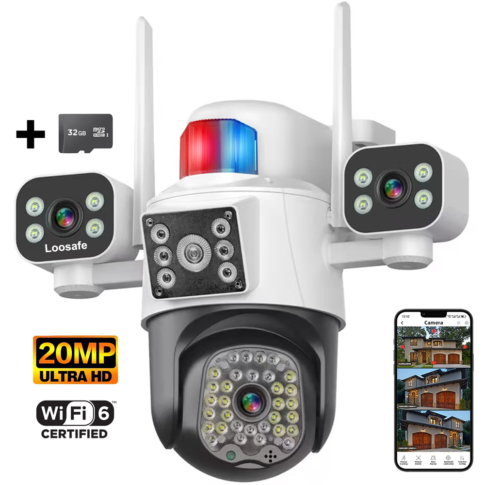 Camera de Supraveghere Cvadrupla Wireless CCTV Loosafe QuadView Sentinel, Negru Camera de Supraveghere Cvadrupla Wireless CCTV Loosafe QuadView Sentinel, Negru